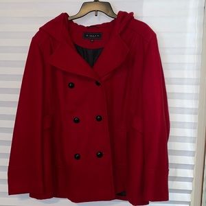 pea coat dark red